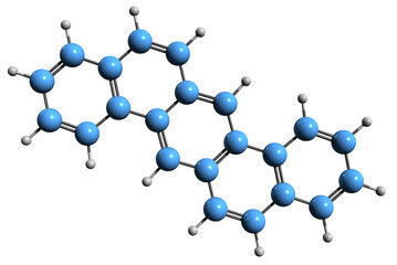  3D image of Dibenzanthracene skeletal formula - molecular chemical structure of polycyclic aromatic hydrocarbon isolated on white background
