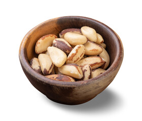 Brazil nuts on a bowl isolated over white background