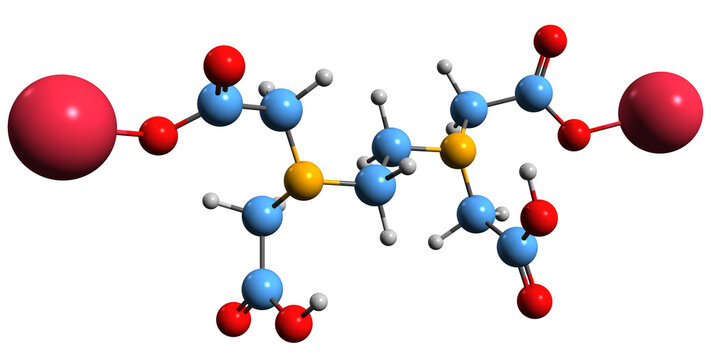  3D image of EDTA disodium salt skeletal formula - molecular chemical structure of chelating agent isolated on white background