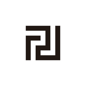 Letter r  and N square, unique geometric symbol simple logo vector