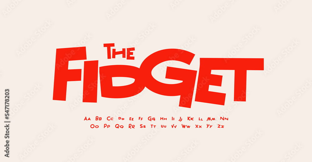 Fototapete fidgety jumpy font. joyful groovy lowercase and uppercase typeset. crazy irrepressible alphabet, res