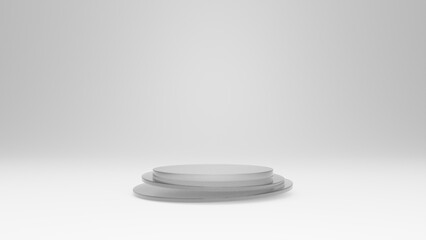 3d geometric shape form rendering in minimal scene podium showcase, shop front, display mockup case and stage for cosmetic premium product presentation placement with empty blank space.