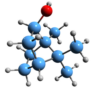  3D image of Isoborneol skeletal formula - molecular chemical structure of Isobornyl alcohol isolated on white background
