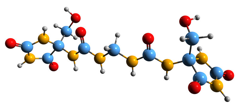 3D image of Imidazolidinyl urea skeletal formula - molecular chemical structure of cosmetics antimicrobial preservative isolated on white background
