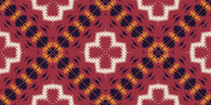 African Ethnic Ikat fabric tribal chevron Seamless Pattern. Ethnic Geometric Ikkat Batik Digital vector textile Design for Prints Fabric saree Mughal brush symbol Swaths texture Kurti Kurtis Kurtas