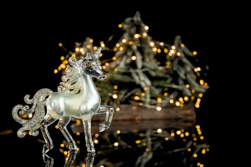 Christmas ornaments on  background, close-up Christmas Toys