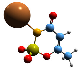  3D image of  skeletal formula - molecular chemical structure of  calorie-free sugar substitute Е950 isolated on white background
