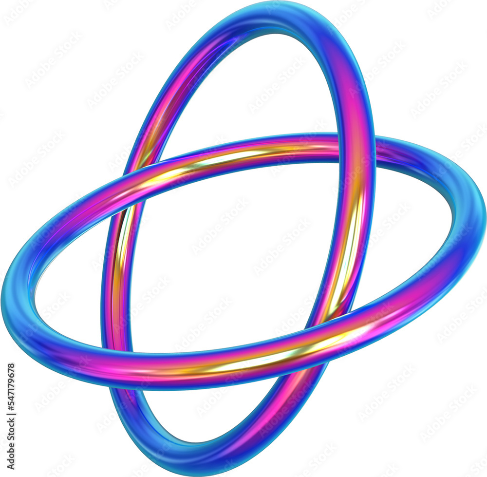 Fototapete holographic geometric shape isolated on transparent background. 3d rendering