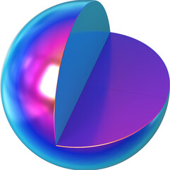 Obraz premium Holographic geometric shape isolated on transparent background. 3D rendering