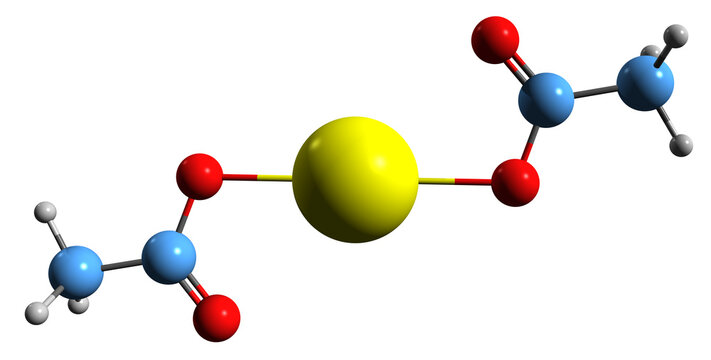  3D image of Calcium acetate skeletal formula - molecular chemical structure of Acetate of lime isolated on white background
