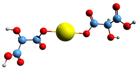  3D image of Calcium malate skeletal formula - molecular chemical structure of  calcium salt of malic acid isolated on white background