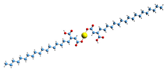  3D image of Calcium stearoyl fumarate skeletal formula - molecular chemical structure of food additive Е486 isolated on white background
