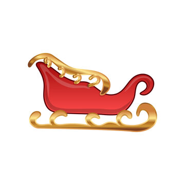 Santa Claus sleigh gold and red isolated on white background