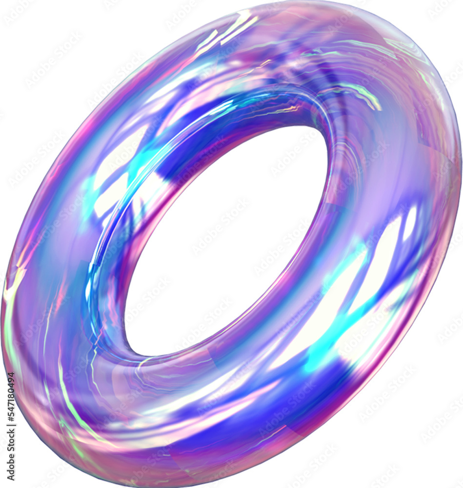 Fototapete holographic geometric shape isolated on transparent background. 3d rendering