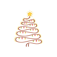Сhristmas tree, holiday, New Year decor: Christmas trees, fireworks, decorations, bells, candles, Santa Claus, gifts, angels, Christmas star. For holiday decor. Contour hand drawing in doodle style
