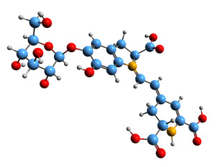  3D image of Beetroot Red skeletal formula - molecular chemical structure of red glycosidic food dye isolated on white background
