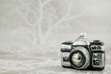 vintage camera on a wooden background