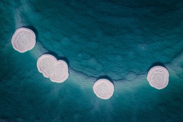 Aerial shot of salt formations at the dead sea