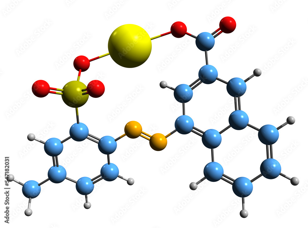 Wall mural 3d image of lithol rubine bk skeletal formula - molecular chemical structure of azo dye pigment rubi