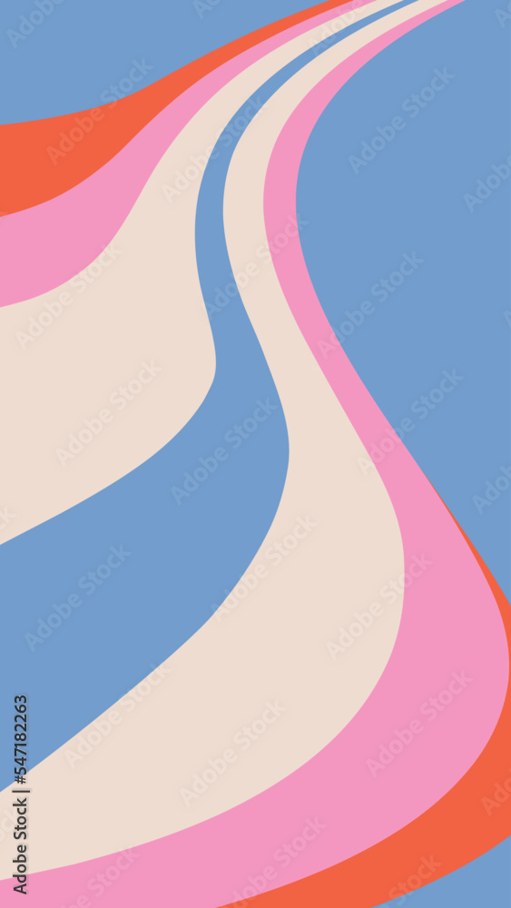 Poster retro groovy vertical background sith abstract fire shape. 70's vibes distorted design. trendy geome