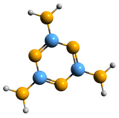  3D image of Melamine skeletal formula - molecular chemical structure of Cyanuramide isolated on white background
- 547182401