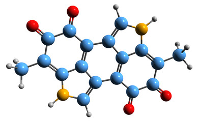 3D image of Melanin skeletal formula - molecular chemical structure of natural pigment isolated on white background
