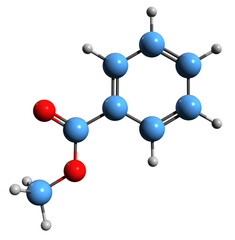 Fototapeta premium 3D image of Methyl benzoate skeletal formula - molecular chemical structure of Methyl benzenecarboxylate isolated on white background 