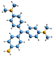  3D image of Methyl violet skeletal formula - molecular chemical structure of Hexamethylparosanilinium chloride isolated on white background - 547183066