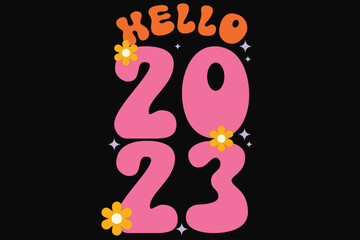 Groovy Happy New Year 2023 T-Shirt Design