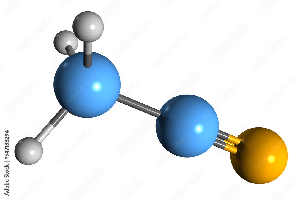 Wall mural  3D image of Acetonitrile skeletal formula - molecular chemical structure of Methyl cyanide isolated on white background
