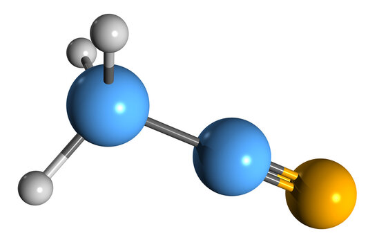  3D image of Acetonitrile skeletal formula - molecular chemical structure of Methyl cyanide isolated on white background
