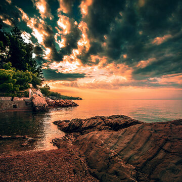 Brela - croatia resort, Makarska riviera, Dalmatia, Europe.... exclusive - this image is sold only on Adobe Stock	