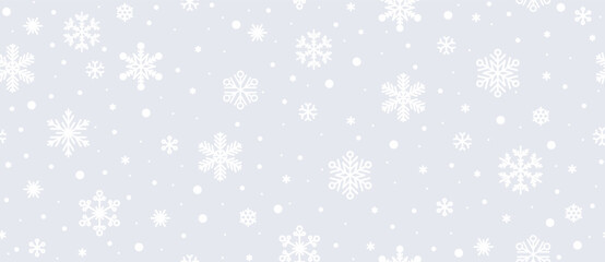 Seamless snowflakes background. Vector white snowflakes Christmas grey texture.
