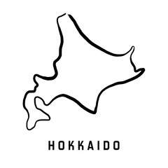 Hokkaido island simple outline vector map - obrazy, fototapety, plakaty