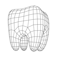 Tooth protection of enamel. Wireframe vector.