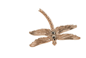  Yellow christmas dragonfly on white background