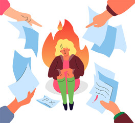 Job burnout - modern colorful flat design style illustration