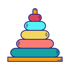 Pyramid Toy Icon Flat Design Vector