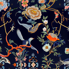 Fototapeta na wymiar Beautiful chinoiserie pattern. 