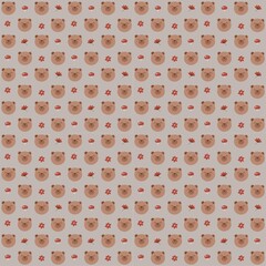 Cute Teddy Bear Seamless Pattern Mushroom Flower