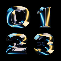 3d rendering of glossy chrome letters with shining lights effect