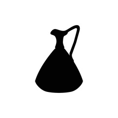 Clay Water Jug Silhouette. Black and White Icon Design Elements on Isolated White Background