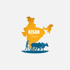 Vector illustration for India Kisan Diwas means Farmer Day