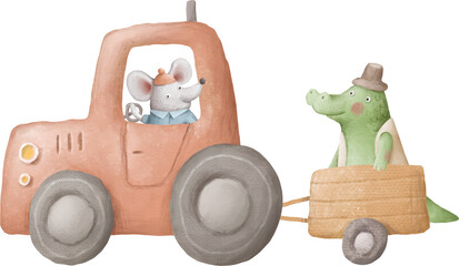 Animals characters in the truck