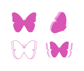 Butterflies in pink to illustrate books, banners and arts.