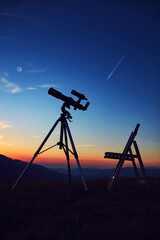 Astronomy telescope for observing night sky, Moon, planets, stars and meteors.