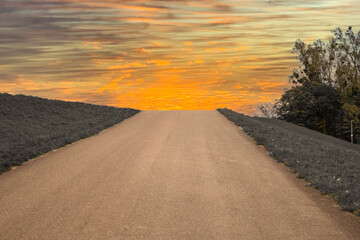 Completely empty spuky road uphill