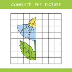 Complete the picture of flower. Simple educational game for kids. Vector worksheet