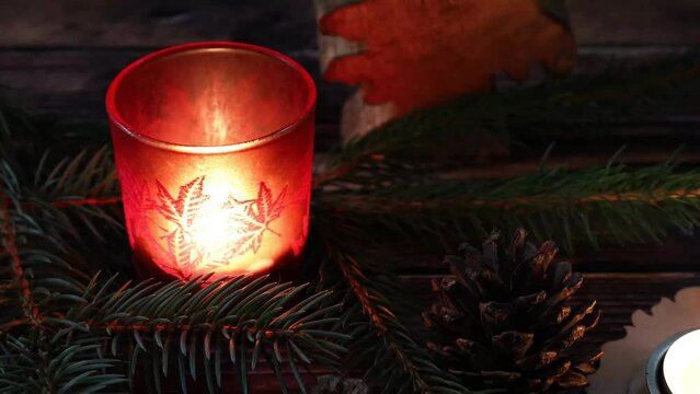 christmas candle and christmas tree
