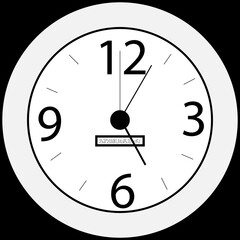 Clock, time, round. Isolated design element.